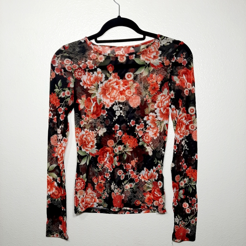Women's Floral Mesh Shirt